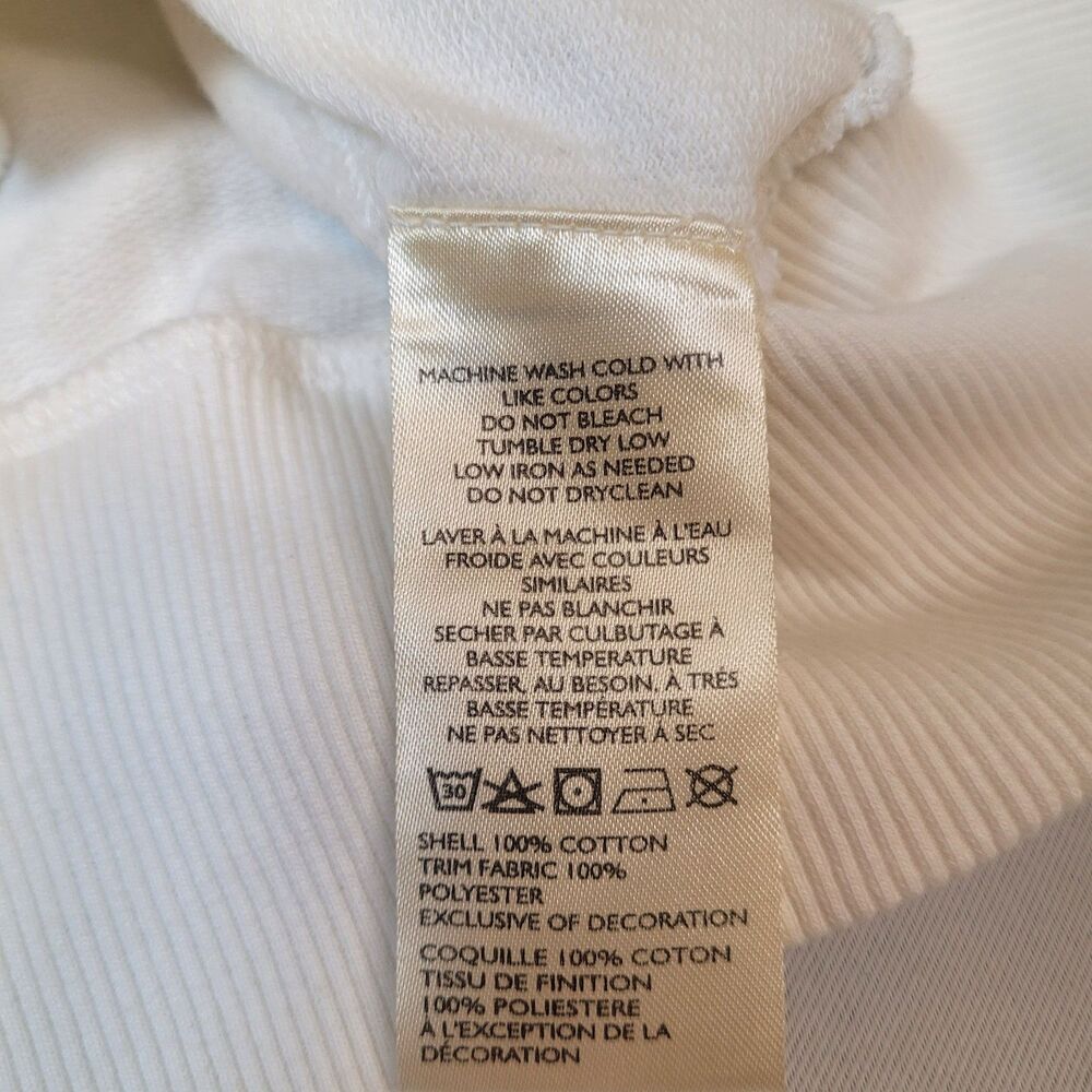 By Anthropologie Wmn Embroidered Beaded Puff Sleeve Sweatshirt Top Ivory Sz Med - Picture 9 of 13